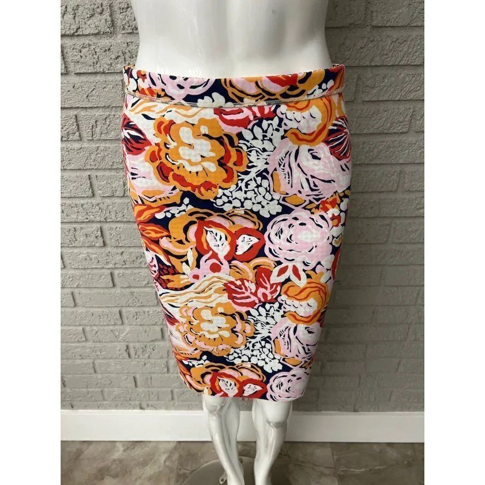 J. McLaughlin Hale Women Reversible Floral / Houndstooth Pencil Skirt Size M